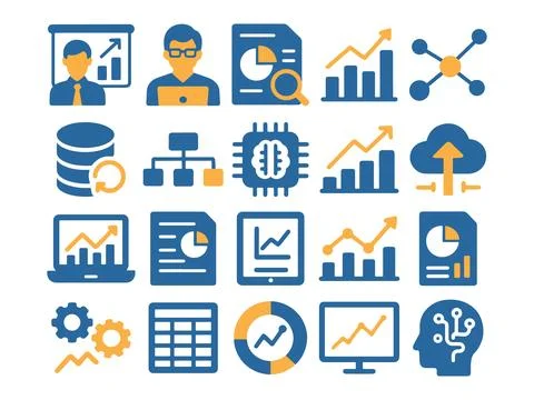 Data Analytics Icons for Business Intelligence and Visualization 스톡 일러스트