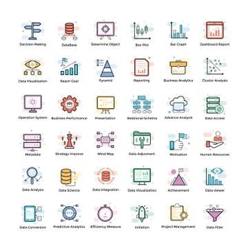 Data Analytics Icons Pack Ilustración de archivo
