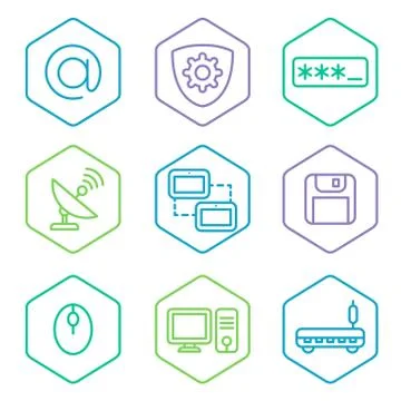 Data analytics icons set, big data concept icons pak Stock Illustration