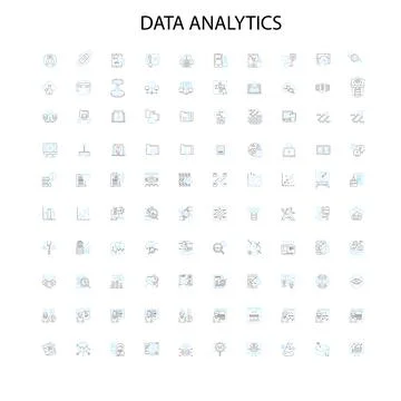 Data analytics icons, signs, outline symbols, concept linear illustration line Stock Illustration