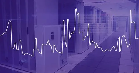 Data analytics image over servers in data center Foto stock