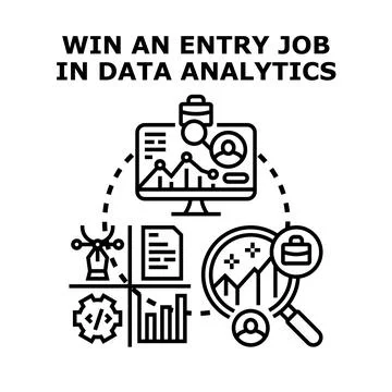 Data analytics job entry career developing concept Illustrazione stock