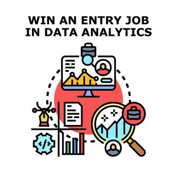 Data analytics job entry career developing concept Illustrazione stock