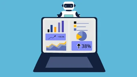 Data Analytics Laptop Animation  Artificial Intelligence Business Metrics Motion Stockbeeldmateriaal 342404965