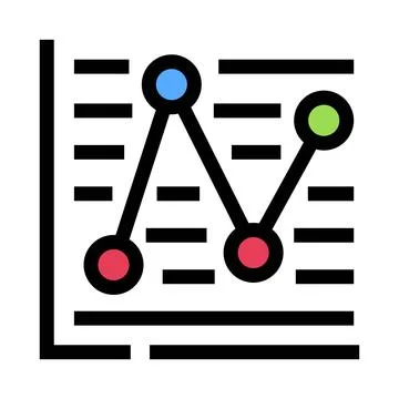 Data analytics line graph icon analyzing progress Illustrazione stock