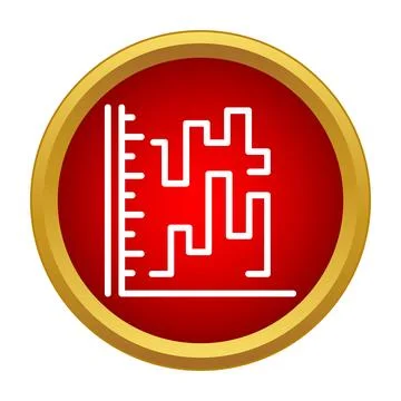 Data analytics line graph icon button Stock Illustration