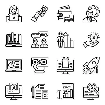 Data Analytics Line Icons Pack Stock Illustration