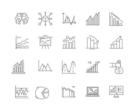 Data analytics line icons, signs, vector set, outline illustration concept Illustrazione stock
