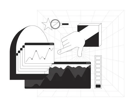 Data analytics line onboarding ui illustration Stockillustratie