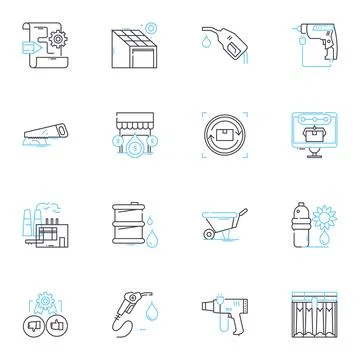Data analytics linear icons set. Mining, Modeling, Visualization, Collection Stock Illustration