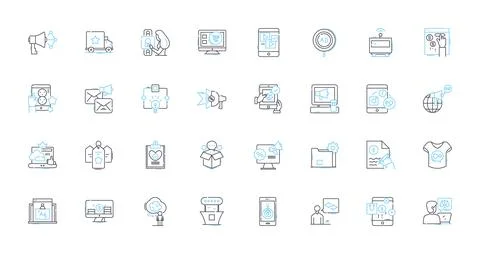 Data analytics linear icons set. Insight, Visualization, Trends, Dashboards Stock Illustration