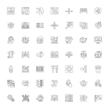 Data analytics linear icons, signs, symbols vector line illustration set 스톡 일러스트