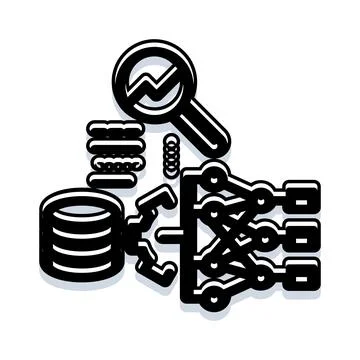 Data analytics machine learning neural network processing イラスト素材