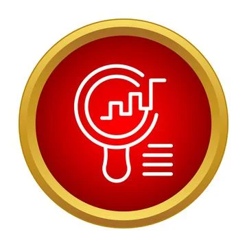 Data analytics magnifying glass icon researching business insights Stock Illustration