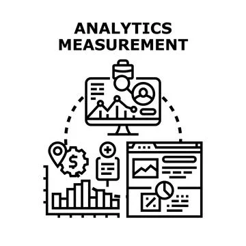 Data analytics measurement calculating business performance metrics Stock Illustration