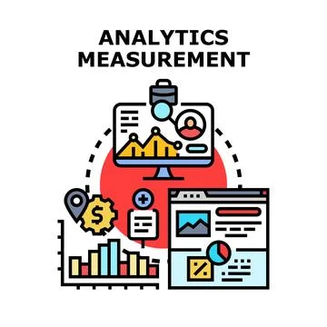 Data analytics measurement calculating business performance metrics Illustrazione stock