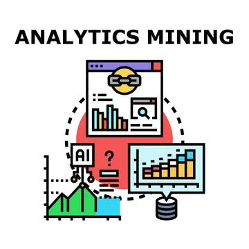 Data analytics mining process collecting digital information Stock Illustration