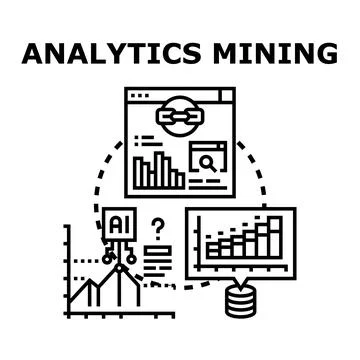 Data analytics mining process collecting digital information Ilustración de archivo