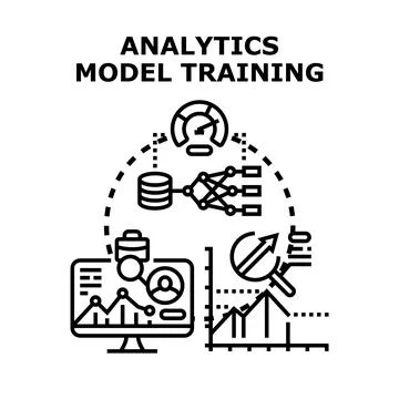 Data analytics model training creating efficient predictions Stock Illustration