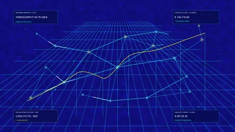 Data analytics motion graphic with technology network graph, digital strategy Stock Footage 347941111