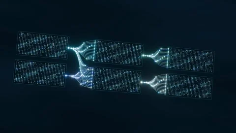 Data analytics neon curve lines big data visualization motion graphic bg able to Stock Footage 346606354