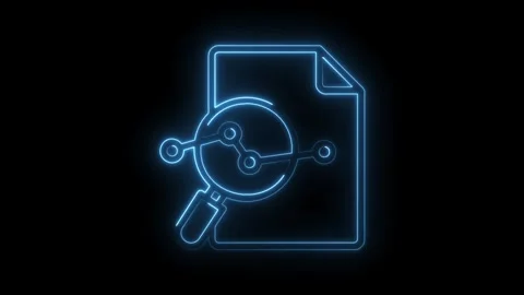 Data analytics neon icon with document analysis report and magnifying glass Stock Footage 322983187
