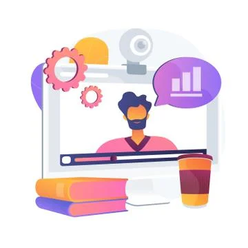 Data analytics online video tutorial vector concept metaphor. Stock Illustration