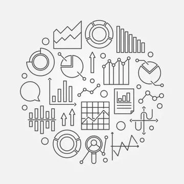 Data analytics outline illustration Illustrazione stock