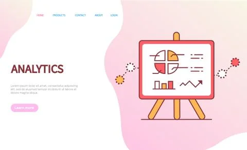 Data Analytics Page with Diagram and Chart Vector 스톡 일러스트