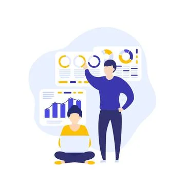 Data analytics, people working with business data 스톡 일러스트