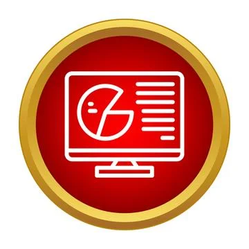 Data analytics pie chart on computer monitor icon Illustrazione stock