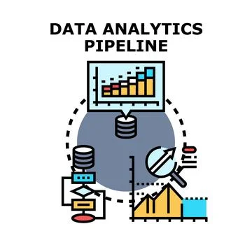 Data analytics pipeline process collecting processing information 스톡 일러스트