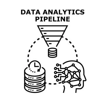 Data analytics pipeline process, technology and artificial intelligence conce イラスト素材