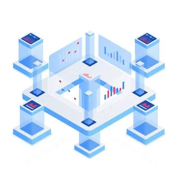 Data analytics platform isometric vector illustration Stock Illustration