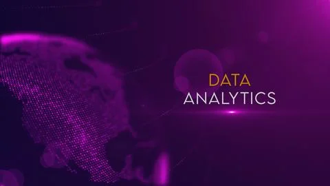 Data Analytics On Purple Shiny Partial View Of Dotted Globe Earth World Map 스톡 일러스트