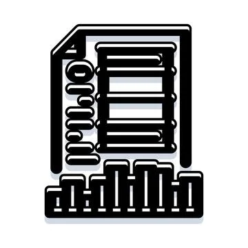 Data analytics report document with bar chart Stock Illustration