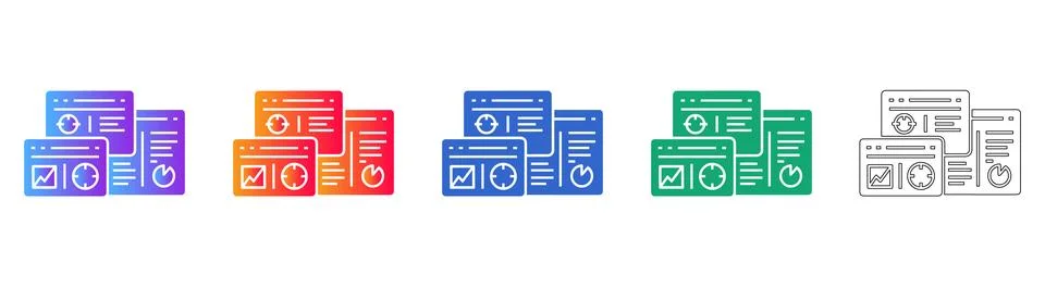 Data Analytics Report Icon Set Stock Illustration