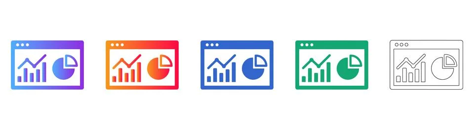 Data Analytics Report Icons icon set Illustrazione stock
