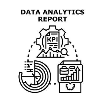 Data analytics report illustrating business intelligence and kpi monitoring Illustrazione stock