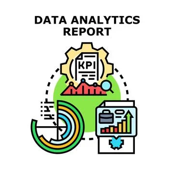 Data analytics report illustrating business intelligence and kpi monitoring Stock Illustration