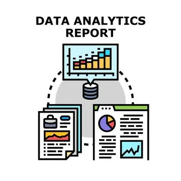 Data analytics report processing information for business strategy Stockillustratie