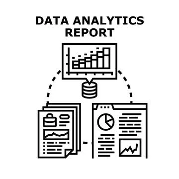 Data analytics report processing information for business strategy Stock Illustration