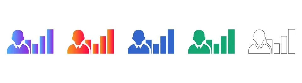 Data Analytics Reporting Person Icons Stock Illustration