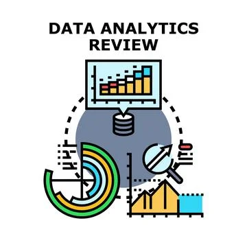 Data analytics review concept visualizing business intelligence Stockillustratie