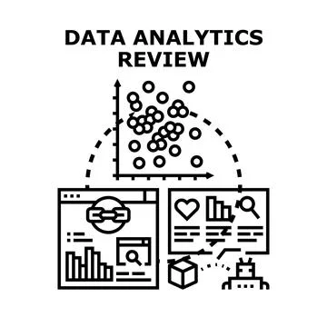 Data analytics review evaluating digital information processes Stock Illustration