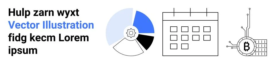 Data Analytics, Scheduling, and Cryptocurrency Concept with Chart, Calendar.. Stock Illustration