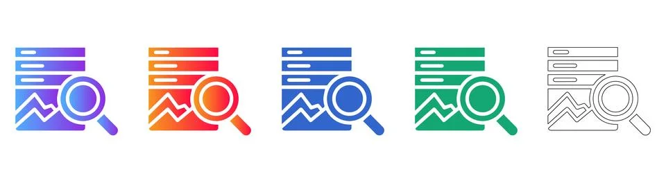 Data Analytics Search Vector Icon Set icon set Stock Illustration