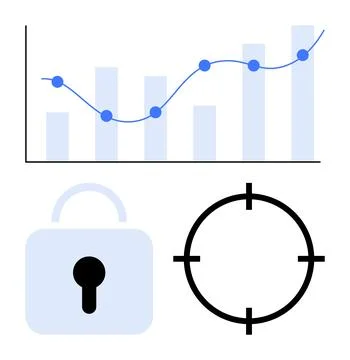 Data Analytics with Security and Precision Focus Highlighting Growth Trends Stockillustratie