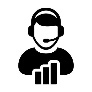 Data analytics service icon vector male customer support person profile avata Stock Illustration