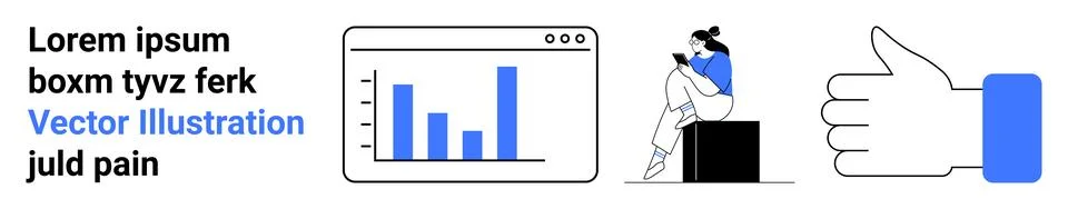 Data analytics, social media, user engagement, marketing strategies, business Stock Illustration